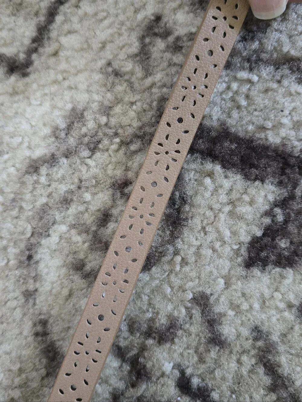 Women's Thin Leather Belt Strap in Beige